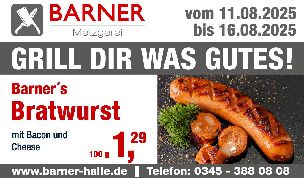 Barners Bratwurst mit Bacon und Cheese